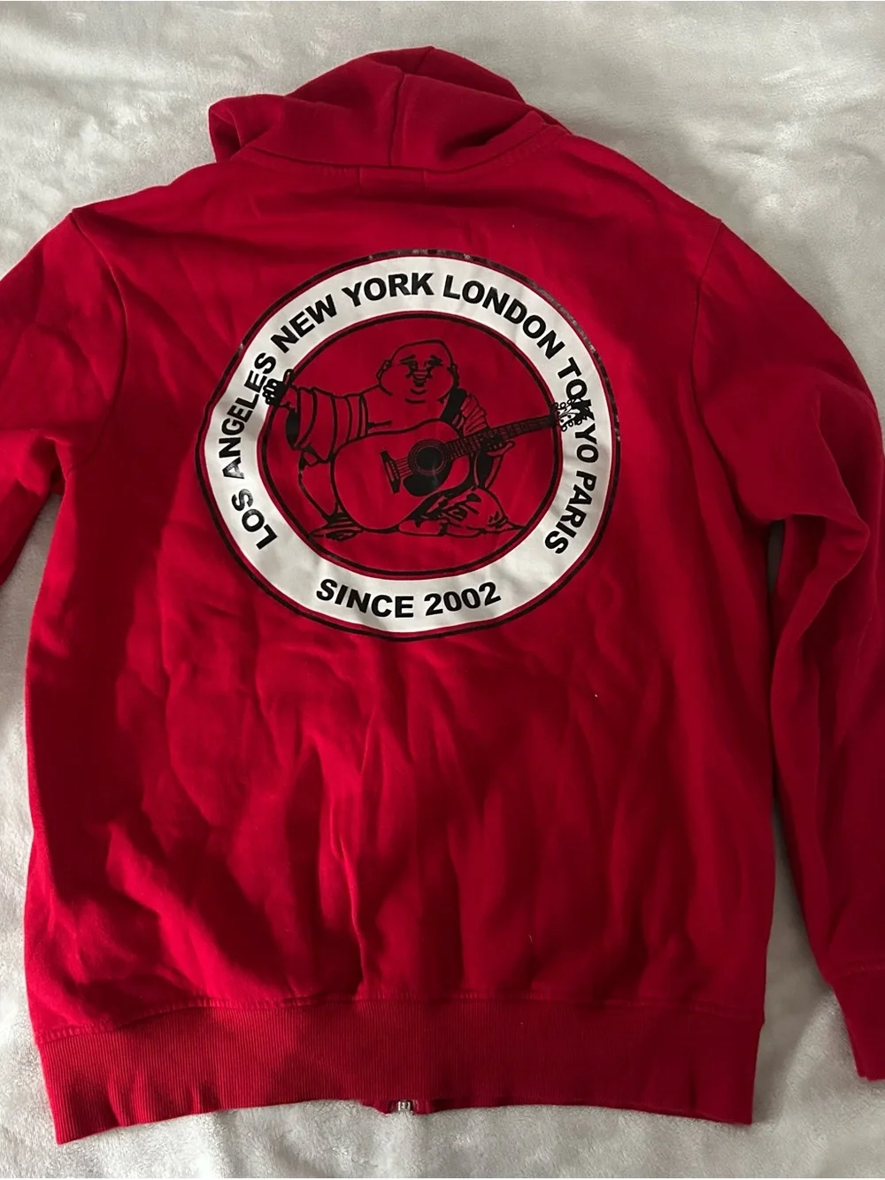 True Religion Red Full-Zip Hoodie with Black Horseshoe